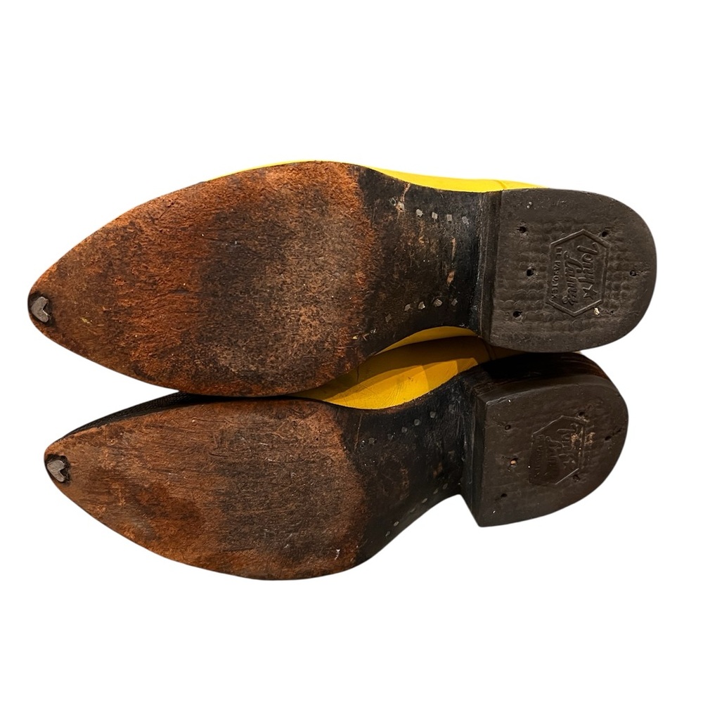 Tony Lama Vintage Yellow Western Boots with Black Toe Caps - Picture 14 of 15